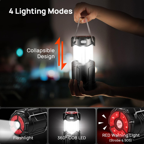 Paquete De 2 Linternas Led Plegables Recargables Usb C