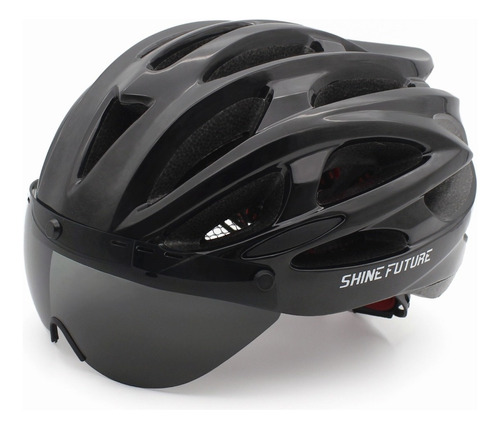 Casco De Bicicleta Adulto Gafas De Sol Con Ventosa Magnética Color Negro Talla G