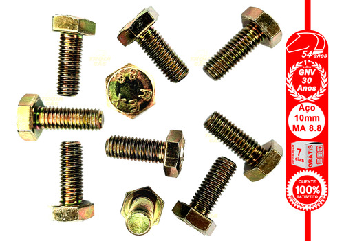 10 Parafusos 10x25mm Aço 8.8 Rosca Inteira Suporte Gnv Preco
