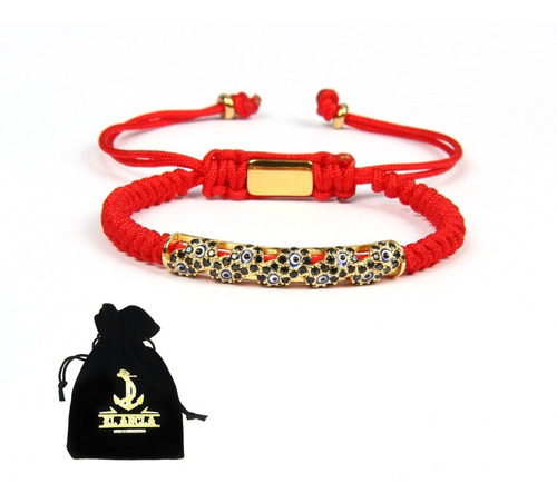 Imagen 1 de 2 de Pulsera Tibetana Roja Amuleto Budista Macrame Ojo Turco