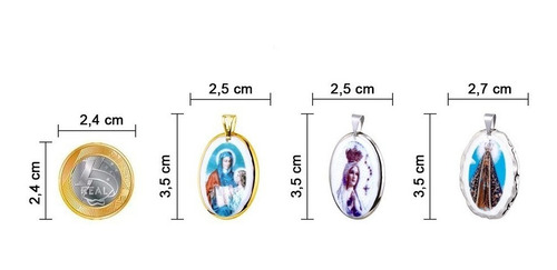 Imagem 3 de 4 de Pingente Fé Medalha Nossa Senhora Aparecida Ouro Branco