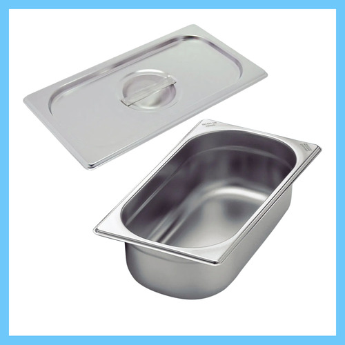 Kit De 4 Cubas Gastronômicas Com Tampa Buffet Inox 1/3 150mm