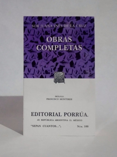 Obras Completas / Sor Juana Inés De La Cruz