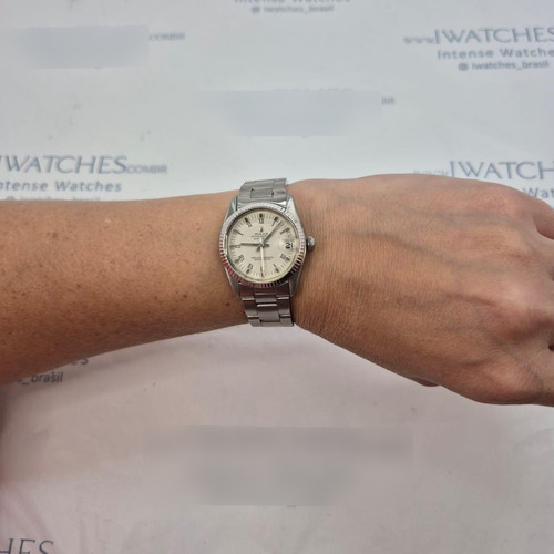 Rolex Datejust 31mm Ouro Branco & Aço Vintage Automático Prateado Prateado Branco (Usado)