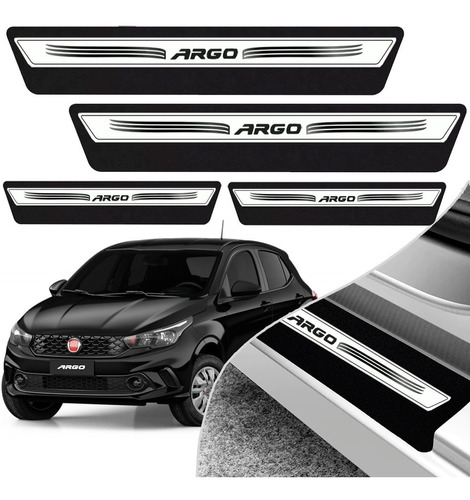 Kit 8 Peças Soleira Adesivo Porta Fiat Argo 2018 2019 2020 