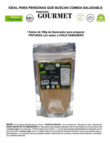 Especias Deshidratada Con Chile Habanero P/ Botanas 100% Nat
