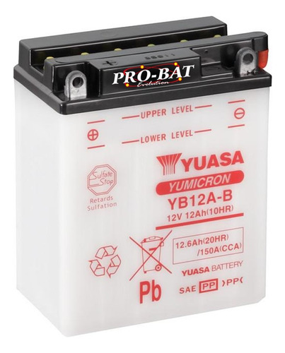 Bateria Para Moto Yuasa Yb12a-b 12v12ah Incluye El Fluido
