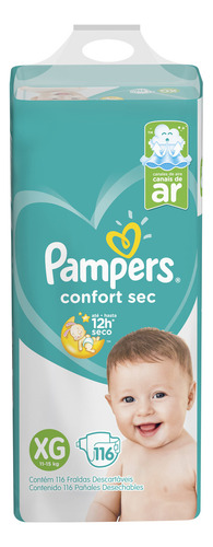 Pañal Pampers Confort Sec Talle Xg 116 Un.