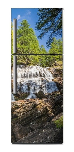 Imagen 1 de 3 de Vinilo Decorativo Heladera Paisaje Cascada