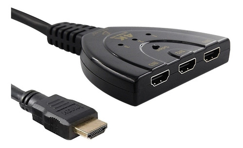 Switche Hdtv 4k 3 Entradas 1 Salida Selector Conector Negro Ele-Gate