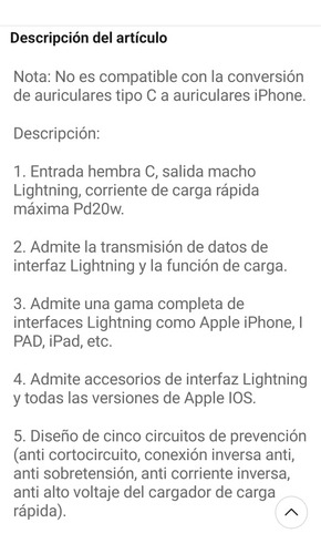 Imagen 2 de 3 de Adaptador C Hembra A Lightning Macho Para iPhone / Pack X 2