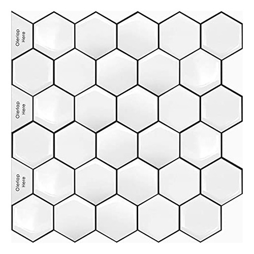 10 Hojas De Azulejos De Pared Forma De Hexágono Autoad...