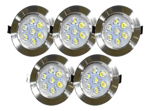 Kit De 5 Piezas De Luminario Led 5w Para Empotrar Luz Fría Color Gris