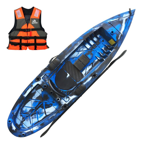 Kayak Caiaker Robalo 1 Plaza Resistente Estable Aventureros Color Camo Azul