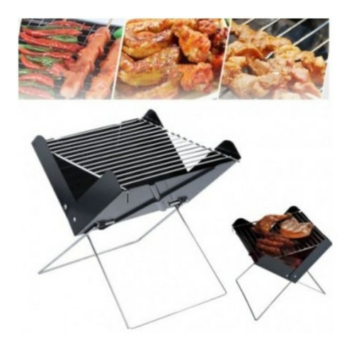 Imagen 6 de 7 de Kit Parrilla A Carbón Plegable Portatil Trasladable Asado