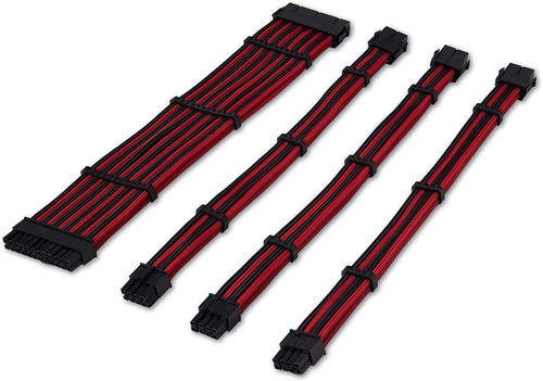 Imagen 1 de 7 de Kit Cables Atx Tecware Atx24 Pci-e 6+2 Eps 4+4 Rojo Y Negro