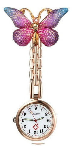 Reloj Bolsillo Enfermera Modelo Mariposa Rosada