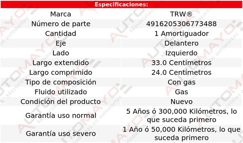 Un Amortiguador Gas Delantero Izquierdo Trw 135i 2008-2013