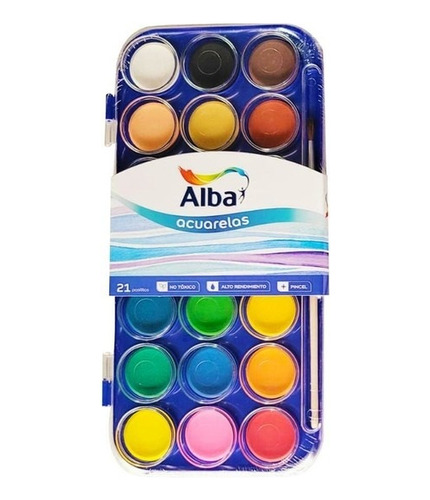 Acuarelas Alba En Pastillas X 21 Colores Pack X1 Premium