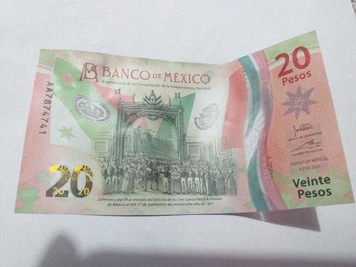 Billete De 20 Pesos Mexicano Nuevo Serieaa7874741pieza Unica