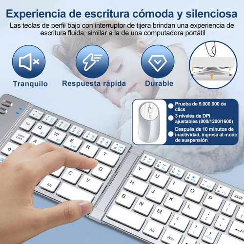 Kit de teclado y ratón inalámbrico recargable Iotwe SBJP para jugadores, conexión Bluetooth, resistente a salpicaduras, incluye batería, diseño negro
