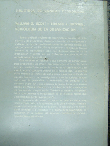 Imagen 2 de 6 de Sociologia De La Organizacion * W. Scott Y T. Mitchell *