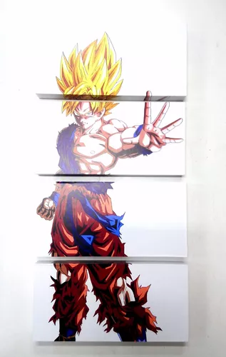 4 Quadro Desenho De Hérois Dragon Boll Z Goku Super Saiyajin