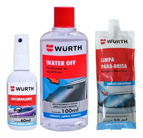 Water Off Wurth + Anti Embaçante + Limpa Para Brisa