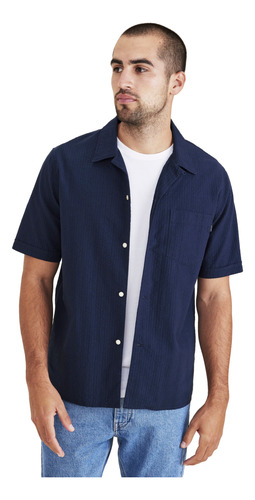 Camisa Hombre Camp Collar Regular Fit Azul Dockers