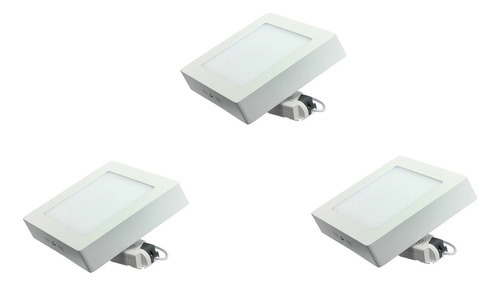 Pack X3 Foco Led Panel 10cm 6w Sobrepuesto Cuadrado