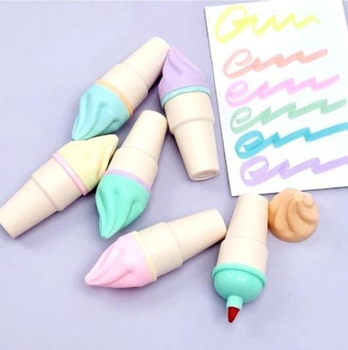 Texto de la marca Ice Cream Tones en tonos pastel con 6 unidades de helado