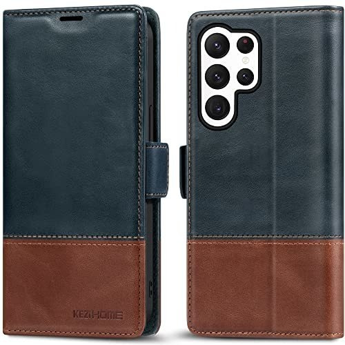 Funda De Cuero Para Samsung S23 Ultra Azul/marron