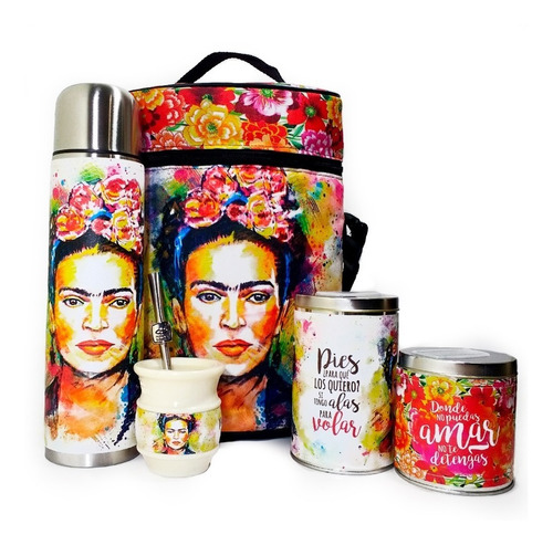 Equipo De Mate Santo Completo Frida Kahlo Set Kit Matero