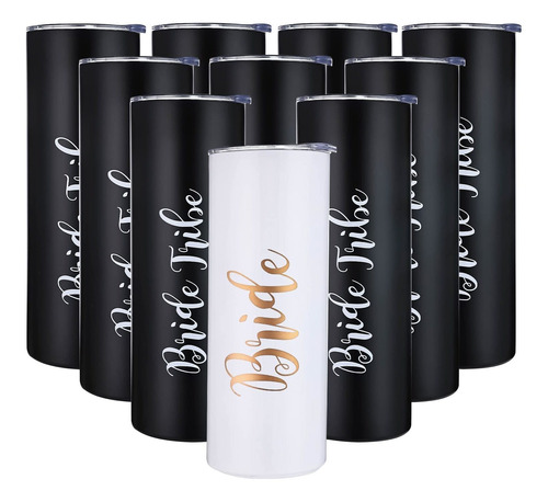 10 Vaso Vino Acero Inoxidable Bride Tribe 20 Onza Regalo