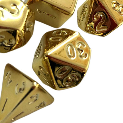 2 X 7x Dados De Varios Lados D4-d20 Juego De Dados Dorado