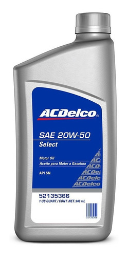 Aceite Acdelco 20-50w Mineral Original Motores A Gasolina