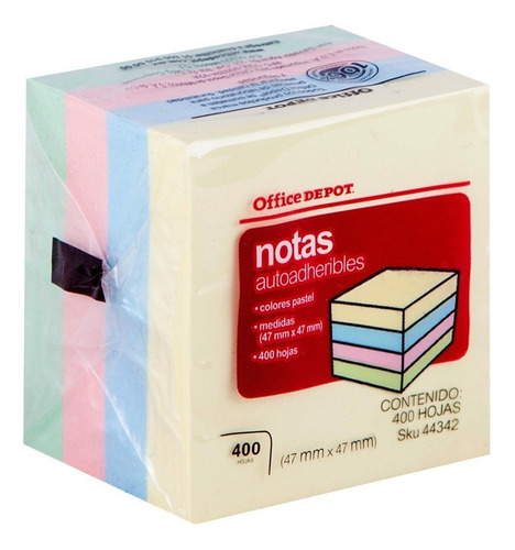 Notas Adhesivas Office Depot Colores Pastel (2x2) 400 Hojas