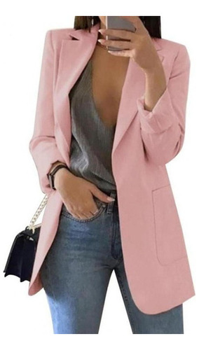 Mujer Oficina Blazer Blazer Sólido Solapa Manga Larga