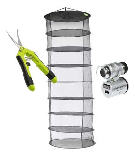Kit Cosecha Malla Secado + Tijera + Lupa X60 Cultivo