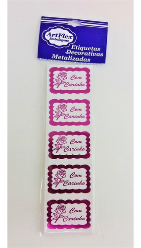 Etiqueta Adesiva Para Lembrancinha Com Carinho Rosa 600 Un.