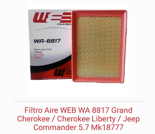 Filtro Aire Web Grand Cherokee Wk Cherokee Kj Commander Xk