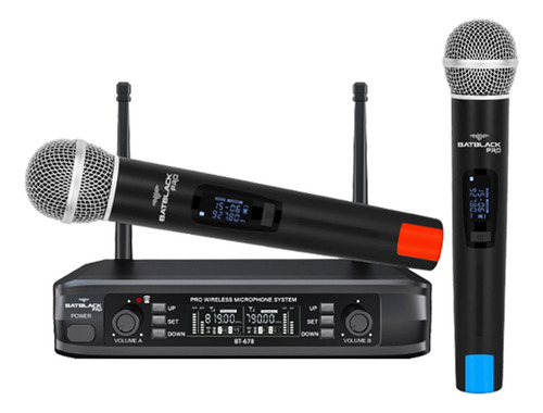 Micrófono Inalámbrico Batblack Bt-678 Receptor X2 Micrófonos