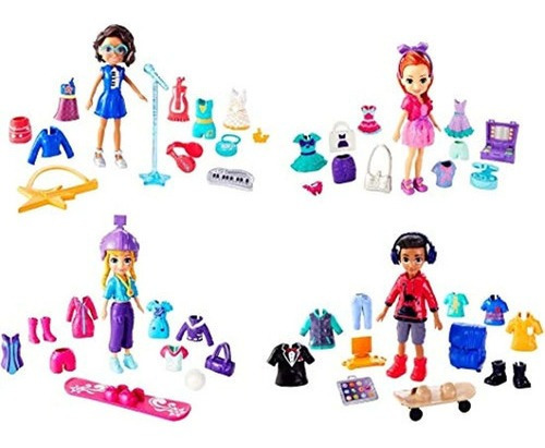 Polly Pocket Super Set De 4 Muñecas Y Sus Propios Accesorios