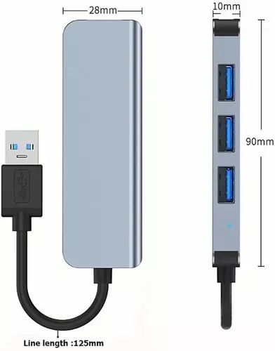 Concentrador USB, 4 puertos Usb Hub 3.0 Ultra-delgado Divisor USB Multi  Adaptador de Puerto USB, Adaptador de puerto múltiple Hub USB Adecuado para  Laptop, PC, Macbook