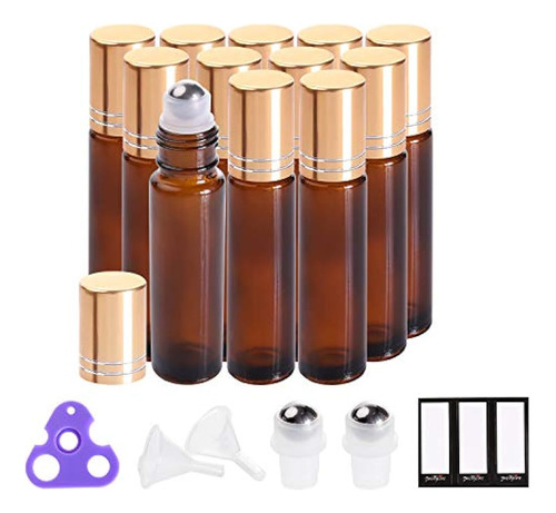 Botellas De Rodillos De Aceite Esencial 10 Ml (vidrio Ámbar,