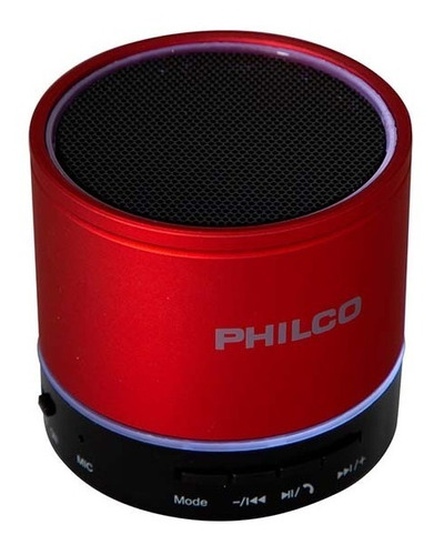 Imagen 1 de 2 de Parlante Philco P295r 3w Bluetooth Usb Jack 3.5mm Rojo