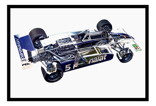 Brabham Bt49c Ford F1 Piquet Poster Cuadro Enmarcado 45x30cm