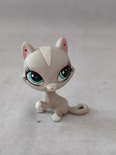  Littlest Pet Shop - Juguete de colección, gato de pelo corto  #391 gris, ojos azules, extremos café. Reemplazo sola figura. : Juguetes y  Juegos