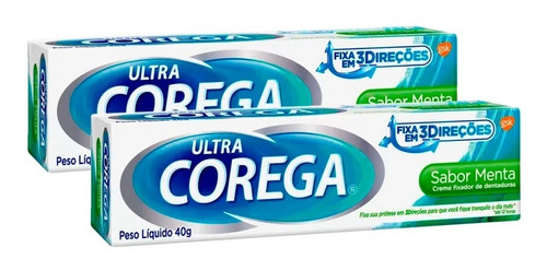 Kit 2 Ultra Corega Creme Fixador Dentaduras  Menta 40g