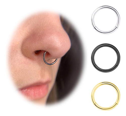 Piercing Septum Acero Quirúrgico Argolla Oreja Nariz 10mm 1 Plateado
